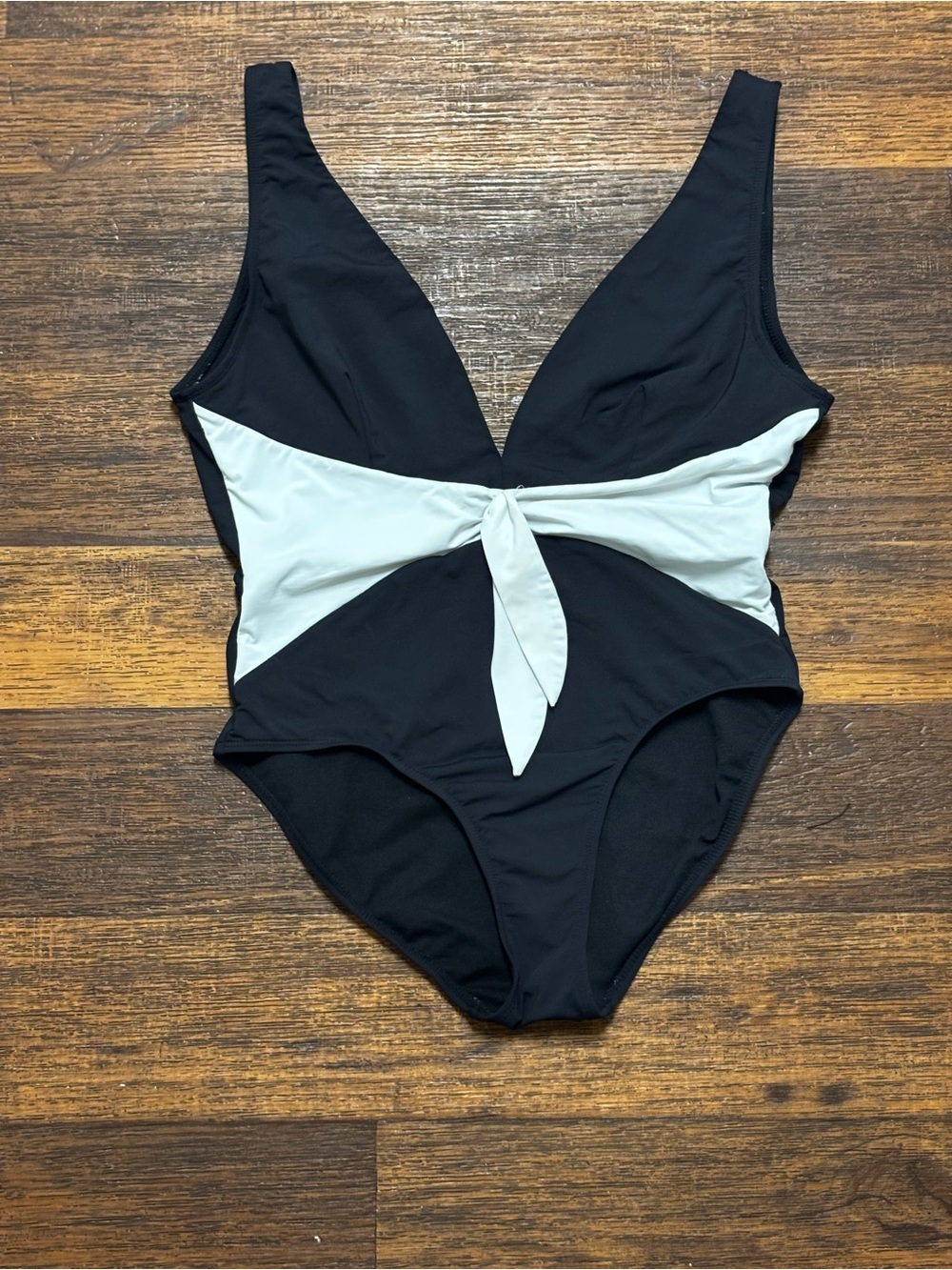 Time and Tru Black One-Piece Swimwear with White Logo Tag